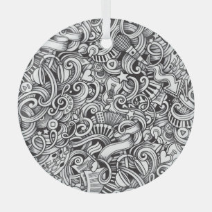 Muziek Doodles  achtergrond Glas Ornament