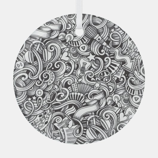 Muziek Doodles  achtergrond Glas Ornament (Voorkant)