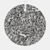 Muziek Doodles  achtergrond Glas Ornament (Achterkant)