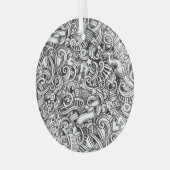 Muziek Doodles  achtergrond Glas Ornament (Voorkant links)