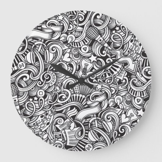 Muziek Doodles achtergrond Grote Klok (Voorkant)