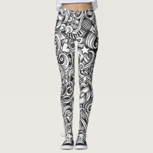 Muziek Doodles achtergrond Leggings