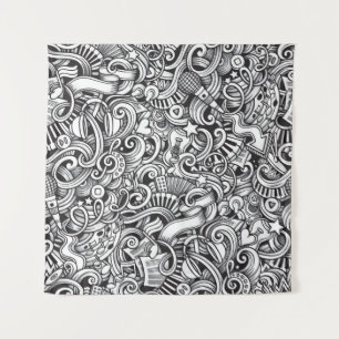 Muziek Doodles achtergrond Wandkleed