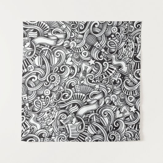 Muziek Doodles  achtergrond Wandkleed (Voorkant)