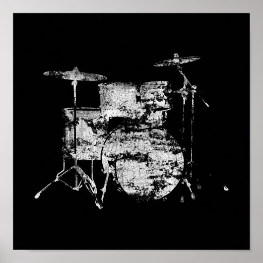 muziek, drums zwart en wit poster (Voorkant)