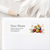 muziek, drumset etiket (Insitu)