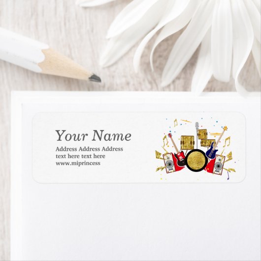 muziek, drumset etiket (Insitu)