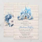Muziek Dusty Blue Church Bachelorette Party Kaart (Voorkant / Achterkant)