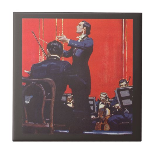 muziek, een orkest afspelen tegeltje (Voorkant)