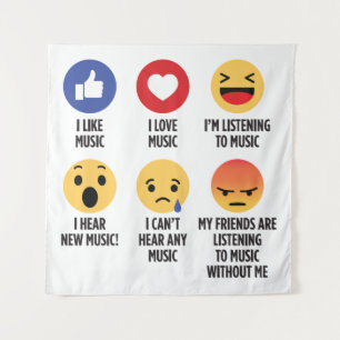 Muziek Emojis Wandkleed
