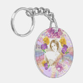  muziek en bloemen rond acrylSleutelhanger Sleutelhanger (Voorkant Links)