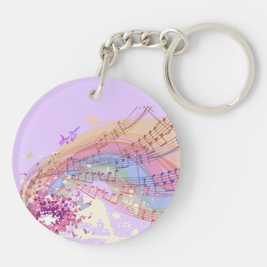 muziek en bloemen rond acrylSleutelhanger Sleutelhanger (Achterkant)