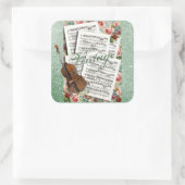  muziek en bloemen vierkante sticker (Tas)