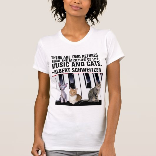 MUZIEK EN CATEGORIE, ALBERT SCHWEITZER QUOTE CAT T-SHIRT (Voorkant)