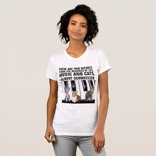 MUZIEK EN CATEGORIE, ALBERT SCHWEITZER QUOTE CAT T-SHIRT (Voorkant volledig)
