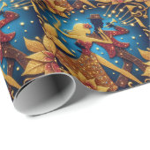 Muziek en dans Gouden Kerst Cadeaupapier (Rol Hoek)