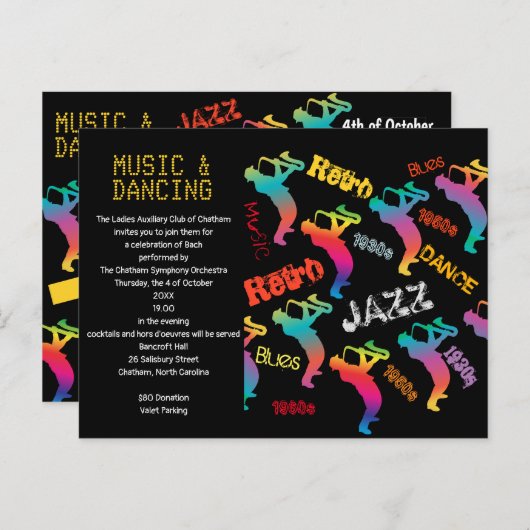 Muziek- en dansfeest JAZZ RETRO-muziek Briefkaart (Voorkant / Achterkant)