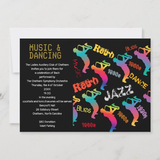 Muziek- en dansfeest JAZZ RETRO-muziek Kaart (Voorkant)