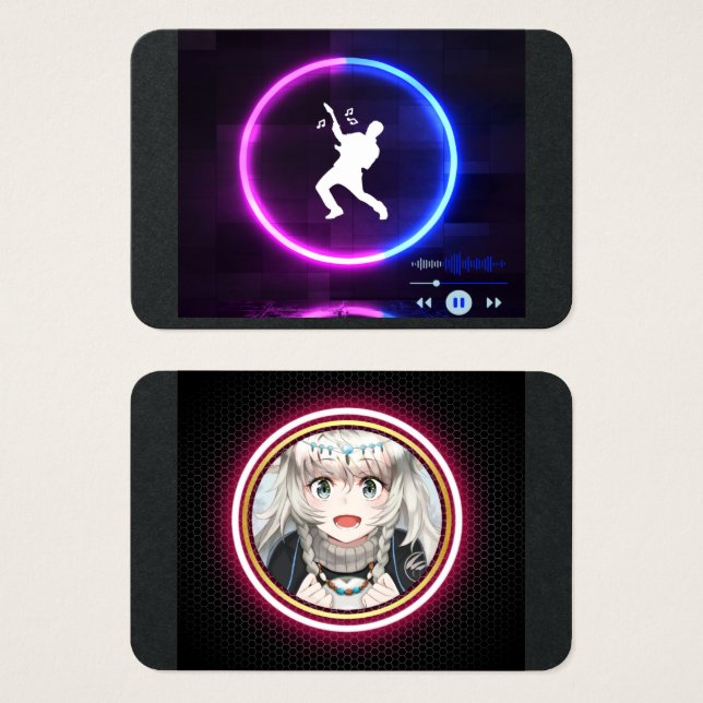 Muziek en geanimeerd logo-ontwerp visitekaartje (Voorkant /achterkant)