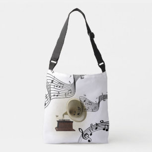 Muziek en grammofoonontwerp crossbody tas