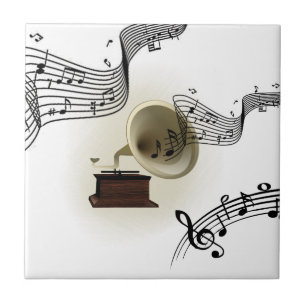 Muziek en grammofoonontwerp tegeltje