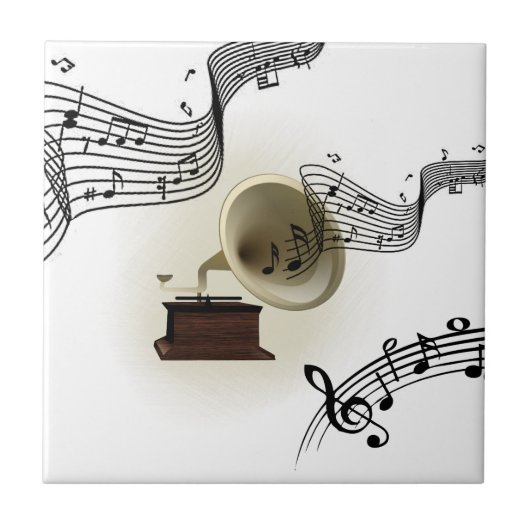Muziek en grammofoonontwerp tegeltje (Voorkant)