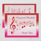Muziek en Hibiscus Blossom Wedding Uitnodiging (Voorkant / Achterkant)