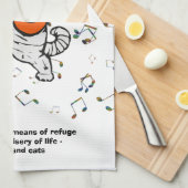 Muziek en katten Citaat Tea Towel Theedoek (Quarter Fold)