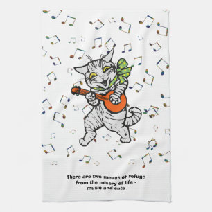Muziek en katten Citaat Tea Towel Theedoek