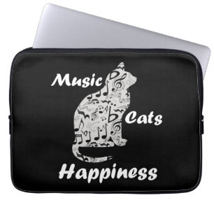 Muziek en katten is geluk citaat laptop sleeve