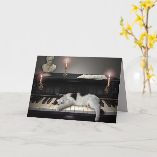 Muziek en katten kaart (Gele Bloem)