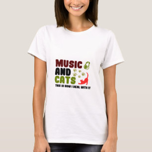 Muziek en katten t-shirt
