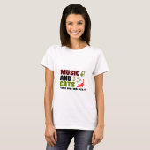Muziek en katten t-shirt (Voorkant volledig)