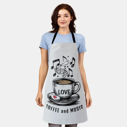 Muziek en Koffie Schort (Gedragen)