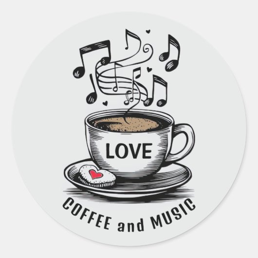 Muziek en koffie Sticker Set (Voorkant)