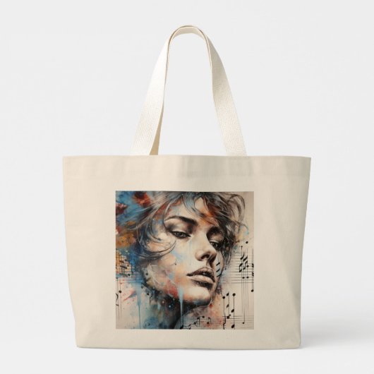 Muziek en liefde grote tote bag (Achterkant)