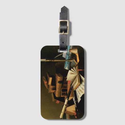 Muziek en literatuur van William Harnett, Fine Art Bagagelabel (Voorkant (verticaal))