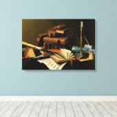 Muziek en literatuur van William Harnett, Fine Art Canvas Afdruk (Insitu (Houten vloer))
