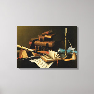 Muziek en literatuur van William Harnett, Fine Art Canvas Afdruk