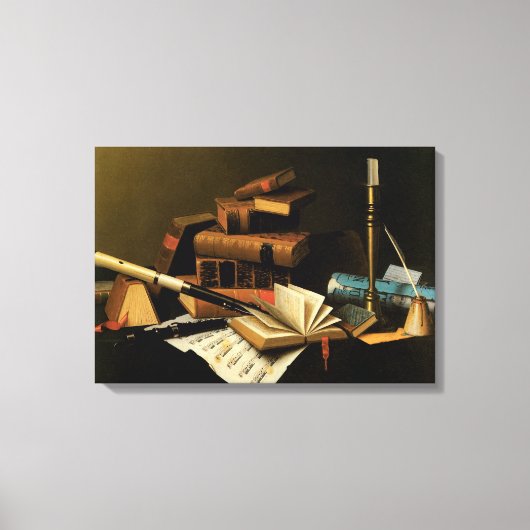 Muziek en literatuur van William Harnett, Fine Art Canvas Afdruk (Voorkant)