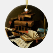 Muziek en literatuur van William Harnett, Fine Art Keramisch Ornament (Voorkant)