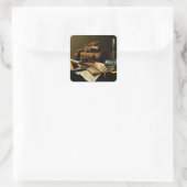 Muziek en literatuur van William Harnett, Fine Art Vierkante Sticker (Tas)