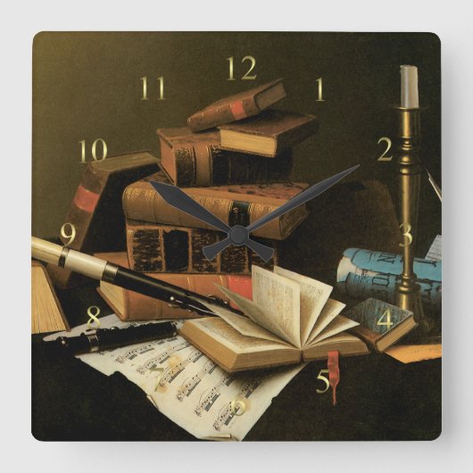Muziek en literatuur vierkante klok (Voorkant)