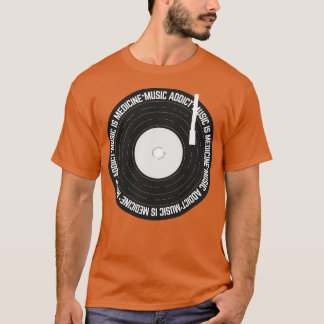 Muziek en muziek geven geneesmiddelvinylplaat 1 t-shirt