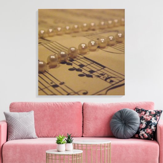 Muziek en parels canvas afdruk (Insitu (Woonkamer))