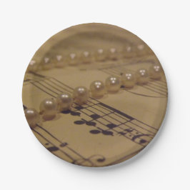 Muziek en parels papieren bordje