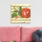 Muziek en Red Rose Canvas Afdruk (Insitu (Woonkamer))