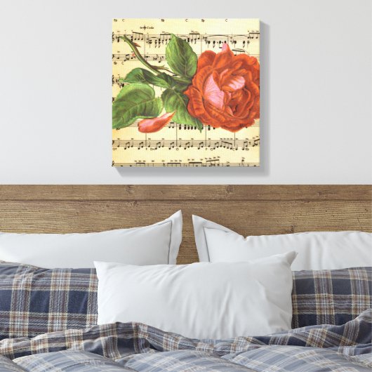 Muziek en Red Rose Canvas Afdruk (Insitu (Slaapkamer))