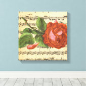 Muziek en Red Rose Canvas Afdruk (Insitu (Houten vloer))