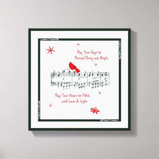 Muziek en Rode Kardinaal Vogel Canvas Print (Voorkant)